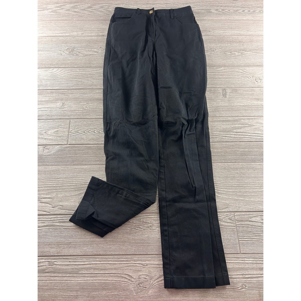 St John Sport Marie Gray Black Denim Pants Straight Leg High Rise Size 4 27x31